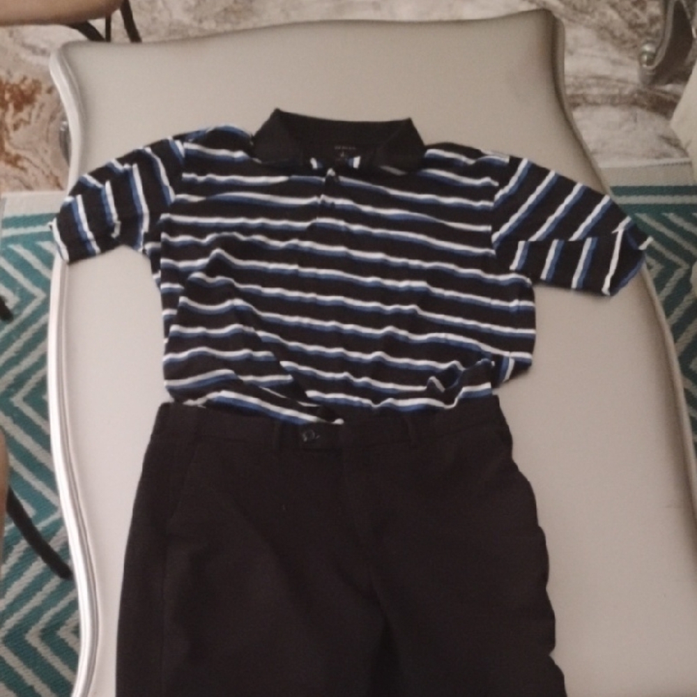 Striped Black and Blue Kids Polo Shirt Polo Is A Large And Dress Pants Are 36X30